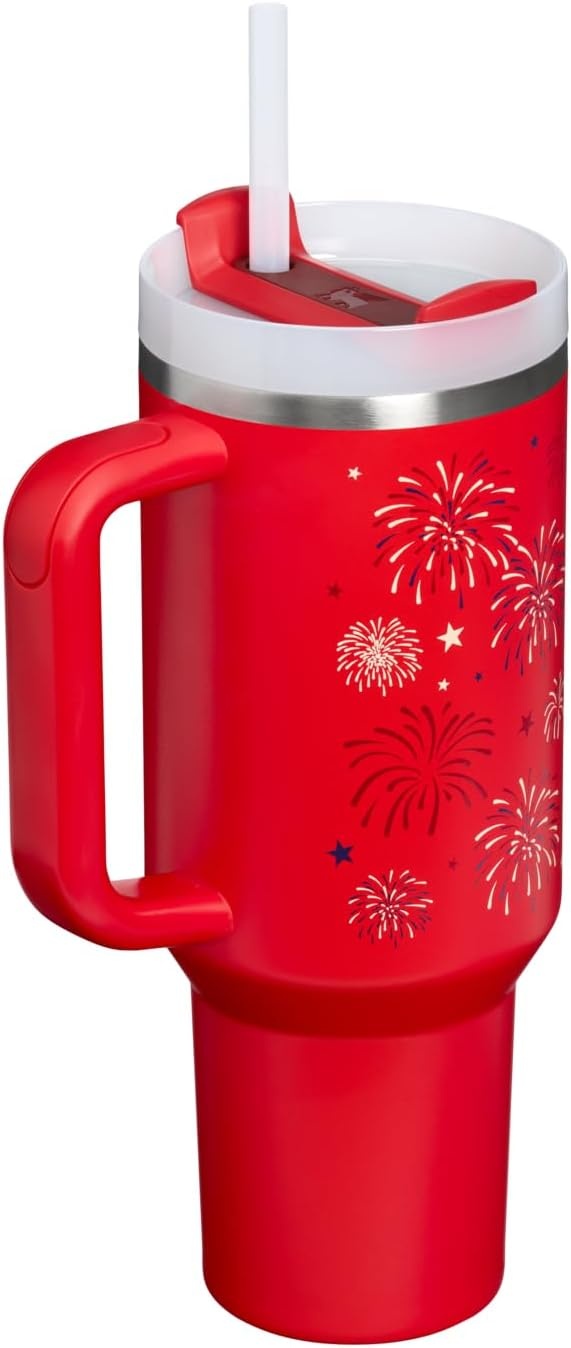 image:imageSTANLEY Quencher H20 Flow State Tumbler 20 oz Frost SprinkleChili Red Fireworks