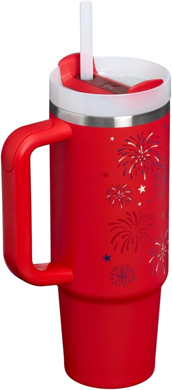 image:imageSTANLEY Quencher H20 Flow State Tumbler 20 oz Frost SprinkleChili Red Fireworks