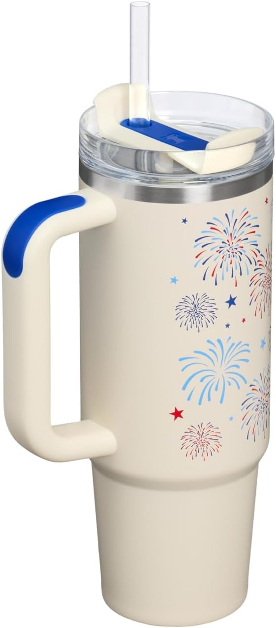 image:imageSTANLEY Quencher H20 Flow State Tumbler 20 oz Frost SprinkleCream Royal Fireworks