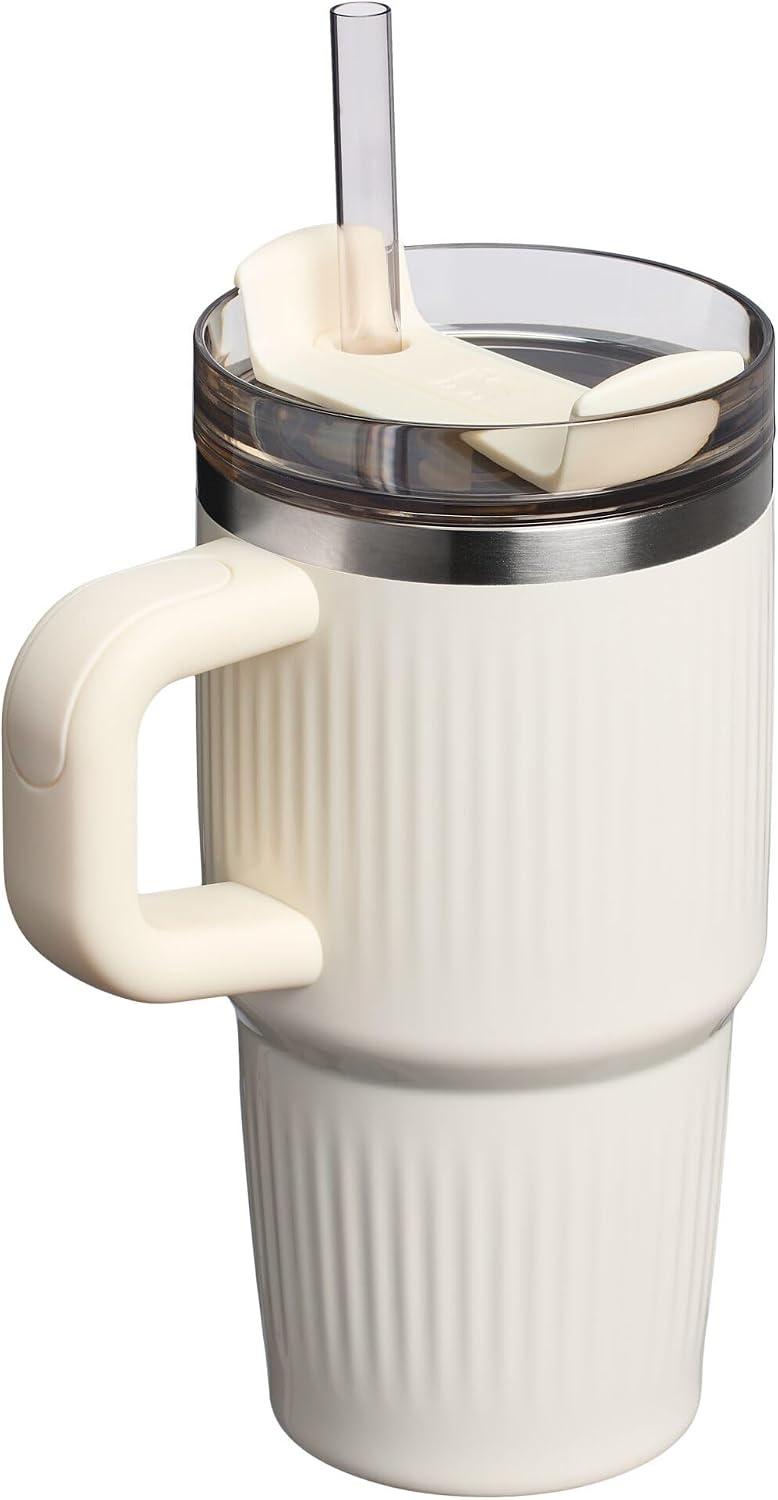 image:imageSTANLEY Quencher H20 Flow State Tumbler 20 oz Frost SprinkleFluted Cream Gloss