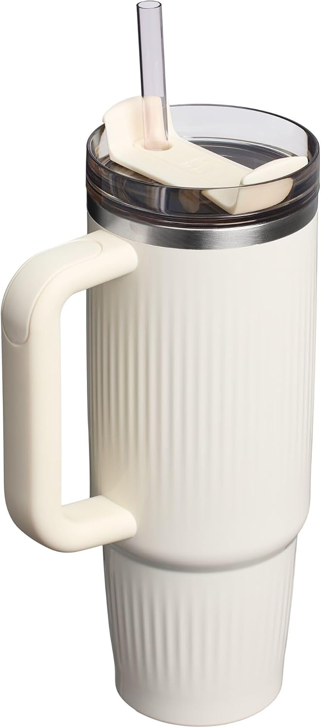 image:imageSTANLEY Quencher H20 Flow State Tumbler 20 oz Frost SprinkleFluted Cream Gloss