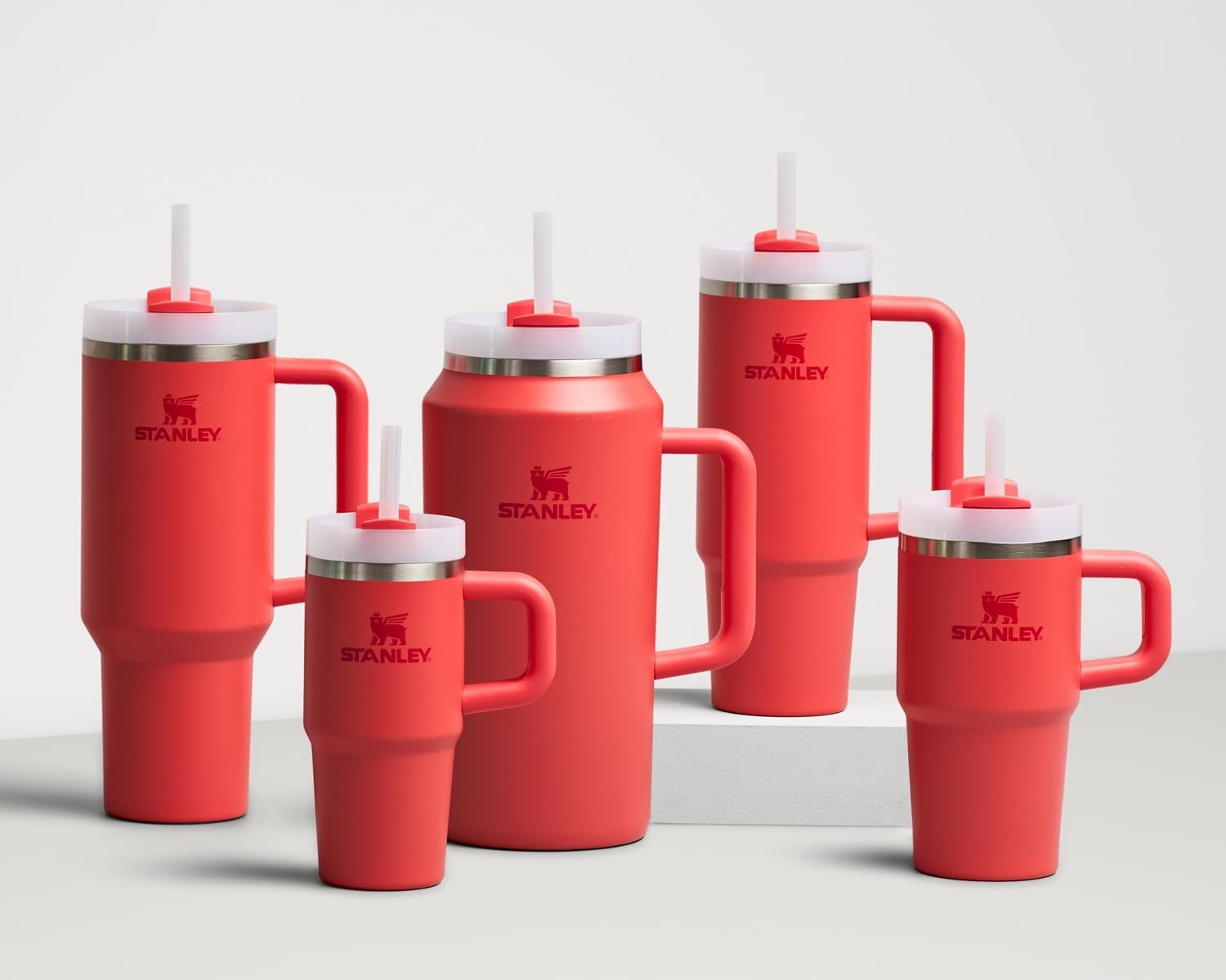image:imageSTANLEY Quencher H20 Flow State Tumbler 20 oz Frost SprinkleHot Coral