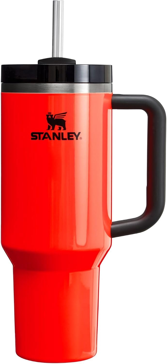 image:imageSTANLEY Quencher H20 Flow State Tumbler 20 oz Frost SprinkleNeon Orange