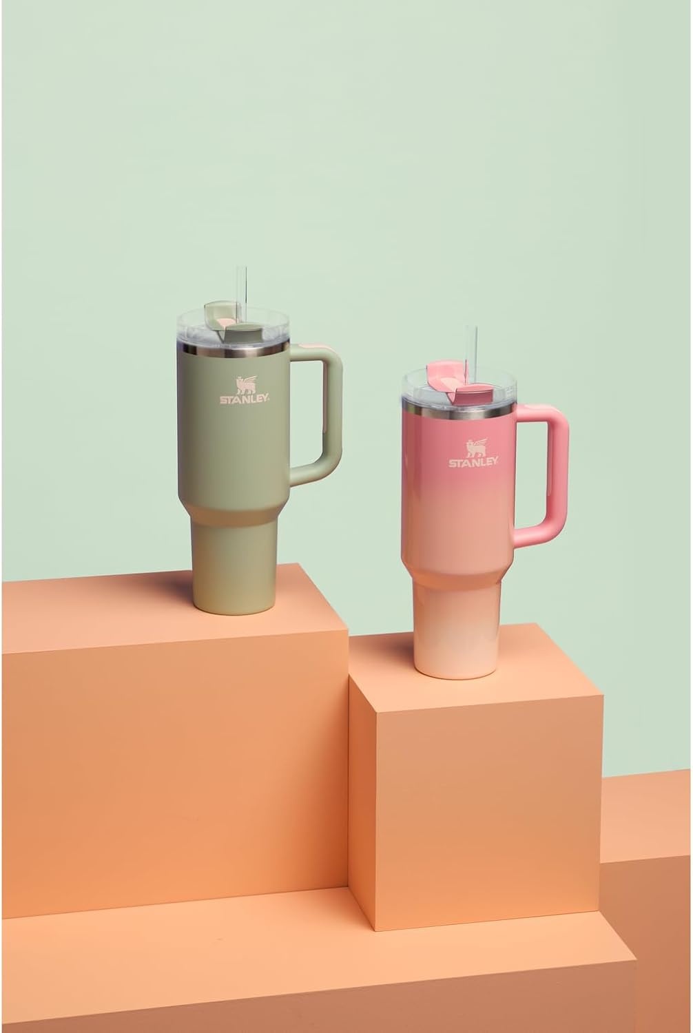 image:imageSTANLEY Quencher H20 Flow State Tumbler 20 oz Frost SprinklePink Mesa Sunset