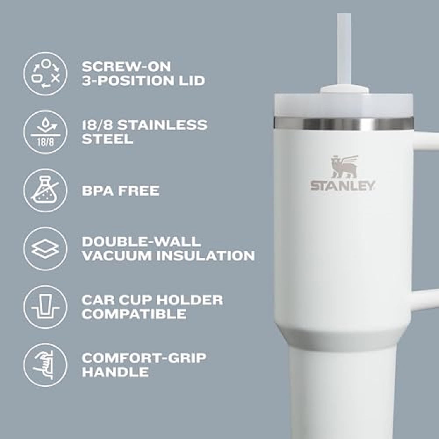 image:imageSTANLEY Quencher H20 Flow State Tumbler 20 oz Frost SprinkleRose Quartz