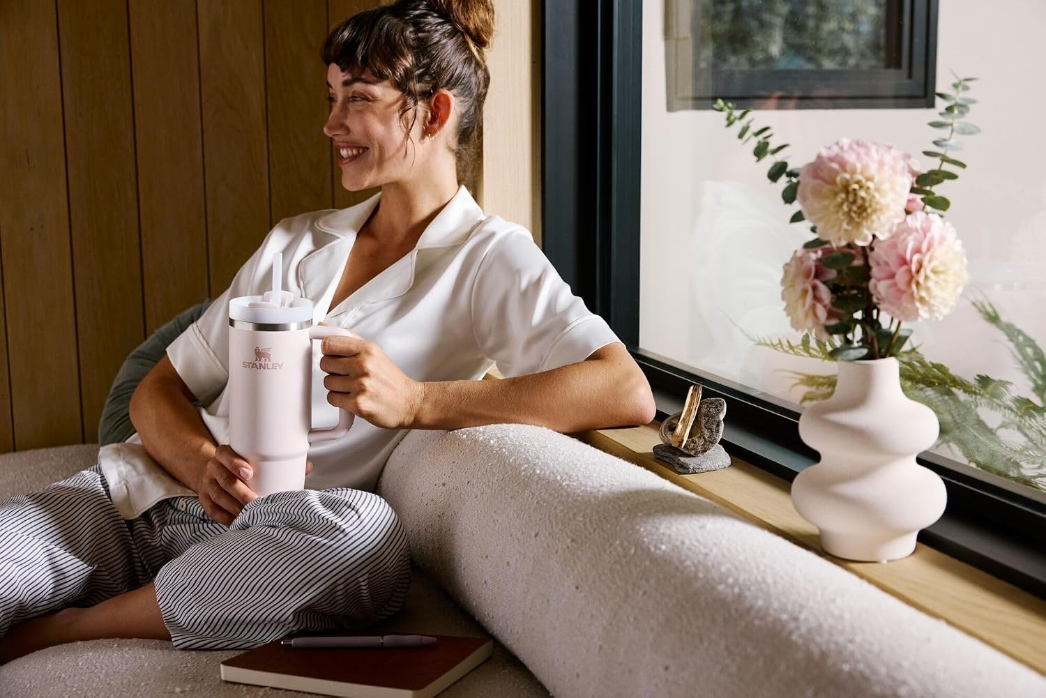 image:imageSTANLEY Quencher H20 Flow State Tumbler 20 oz Frost SprinkleRose Quartz Bouquets