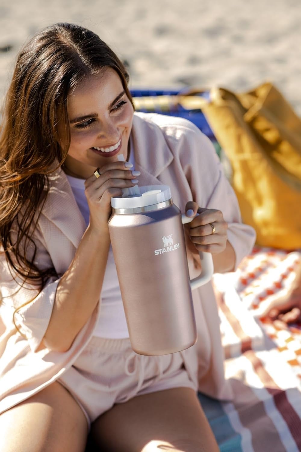 image:imageSTANLEY Quencher H20 Flow State Tumbler 20 oz Frost SprinkleRose Quartz Glow