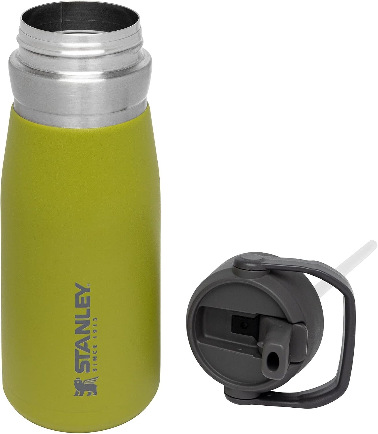image:imageSTANLEY IceFlow Flip Straw Water Bottle 17 oz BuiltIn Straw for Travel and Sports Lightweight and Leak Resistant Insulated Stainless Steel BPAFree PolarAloe