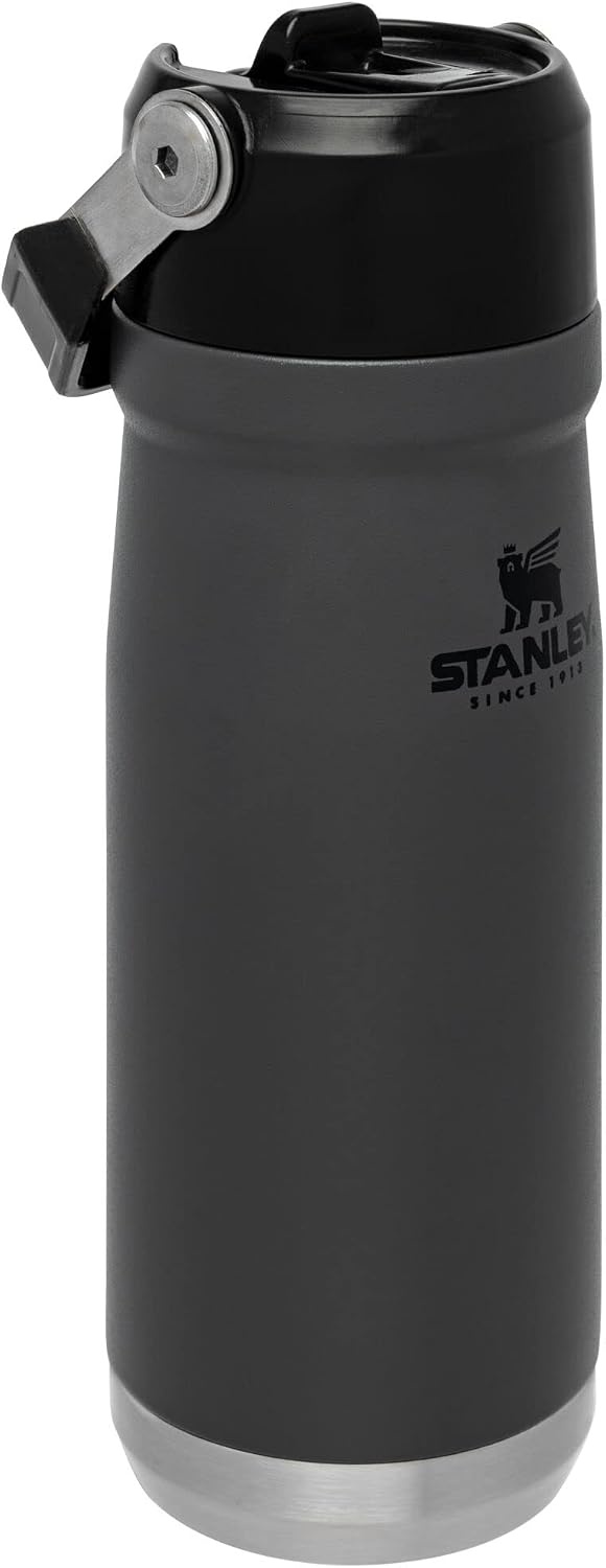 image:imageSTANLEY IceFlow Flip Straw Water Bottle 17 oz BuiltIn Straw for Travel and Sports Lightweight and Leak Resistant Insulated Stainless Steel BPAFree PolarCharcoal
