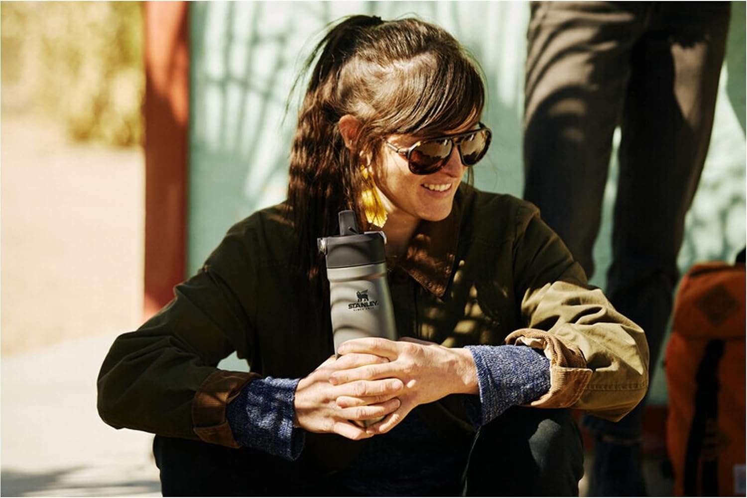 image:imageSTANLEY IceFlow Flip Straw Water Bottle 17 oz BuiltIn Straw for Travel and Sports Lightweight and Leak Resistant Insulated Stainless Steel BPAFree PolarCharcoal