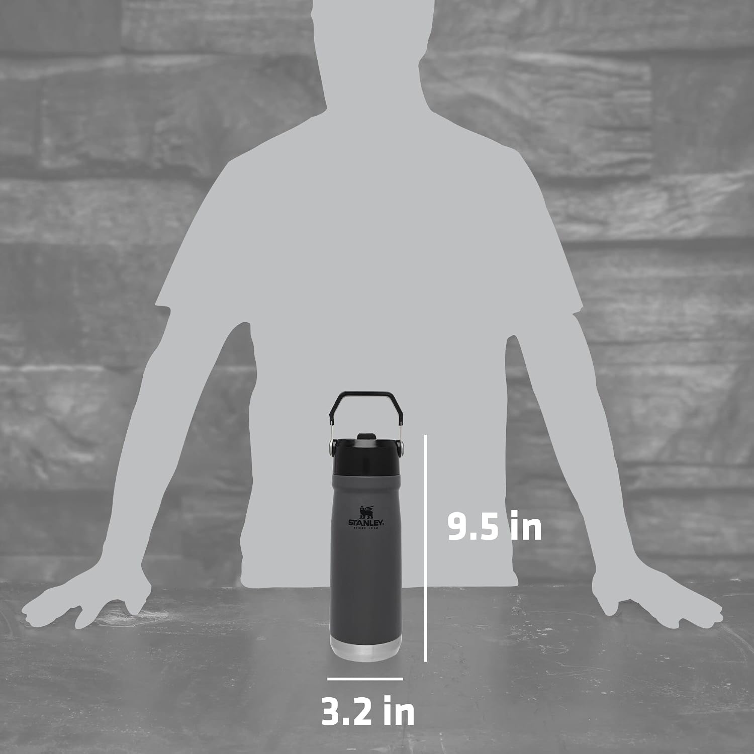 image:imageSTANLEY IceFlow Flip Straw Water Bottle 17 oz BuiltIn Straw for Travel and Sports Lightweight and Leak Resistant Insulated Stainless Steel BPAFree PolarCharcoal