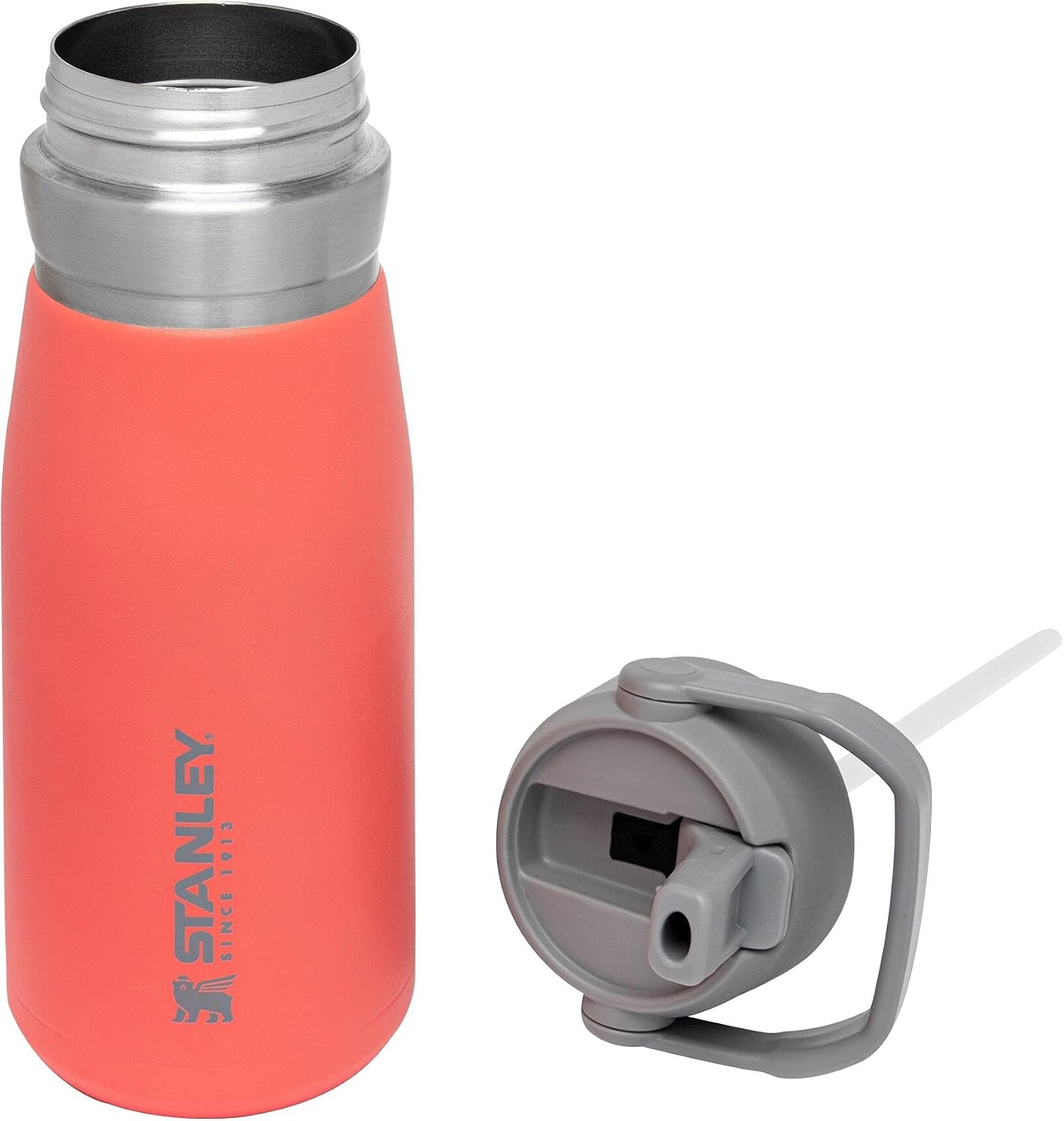 image:imageSTANLEY IceFlow Flip Straw Water Bottle 17 oz BuiltIn Straw for Travel and Sports Lightweight and Leak Resistant Insulated Stainless Steel BPAFree PolarGuava