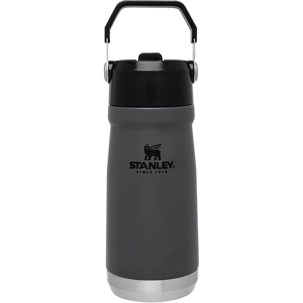 image:imageSTANLEY IceFlow Flip Straw Water Bottle 17 oz BuiltIn Straw for Travel and Sports Lightweight and Leak Resistant Insulated Stainless Steel BPAFree PolarCharcoal