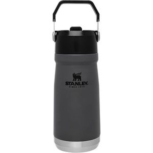 STANLEY IceFlow Flip Straw Water Bottle 17 oz | Built-In Straw for Travel and Sports | Lightweight and Leak Resistant | Insulated Stainless Steel | BPA-Free | Polar(Charcoal)