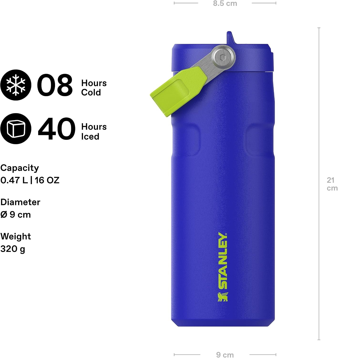 image:imageSTANLEY IceFlow Flip Straw 20 Bottle 24 oz Caitlin Clark FutureCobalt Chartreuse