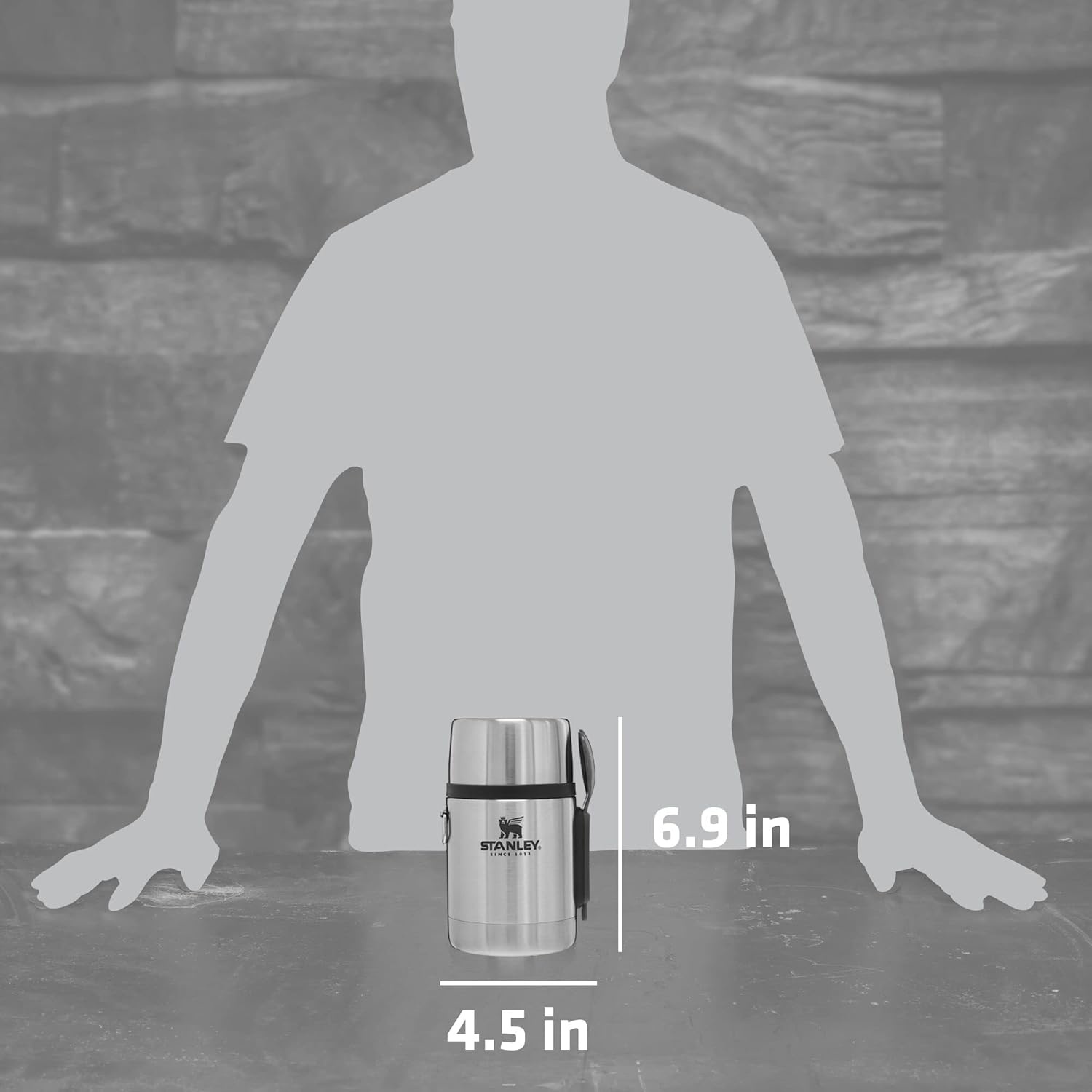 image:imageSTANLEY Classic Food Jar and Spork 18 oz Vacuum Insulated Thermos Food Container Wide Mouth Screw On Lid Packable for Travel Stainless Steel with Leakproof Lid BPAFree Stainless Steel18 oz Pack of 4