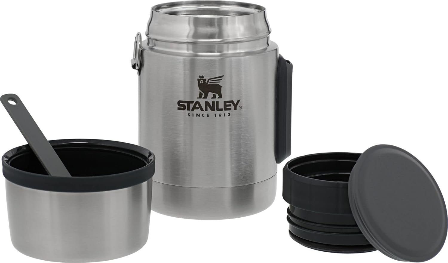 image:imageSTANLEY Classic Food Jar and Spork 18 oz Vacuum Insulated Thermos Food Container Wide Mouth Screw On Lid Packable for Travel Stainless Steel with Leakproof Lid BPAFree Stainless Steel18 oz Pack of 1