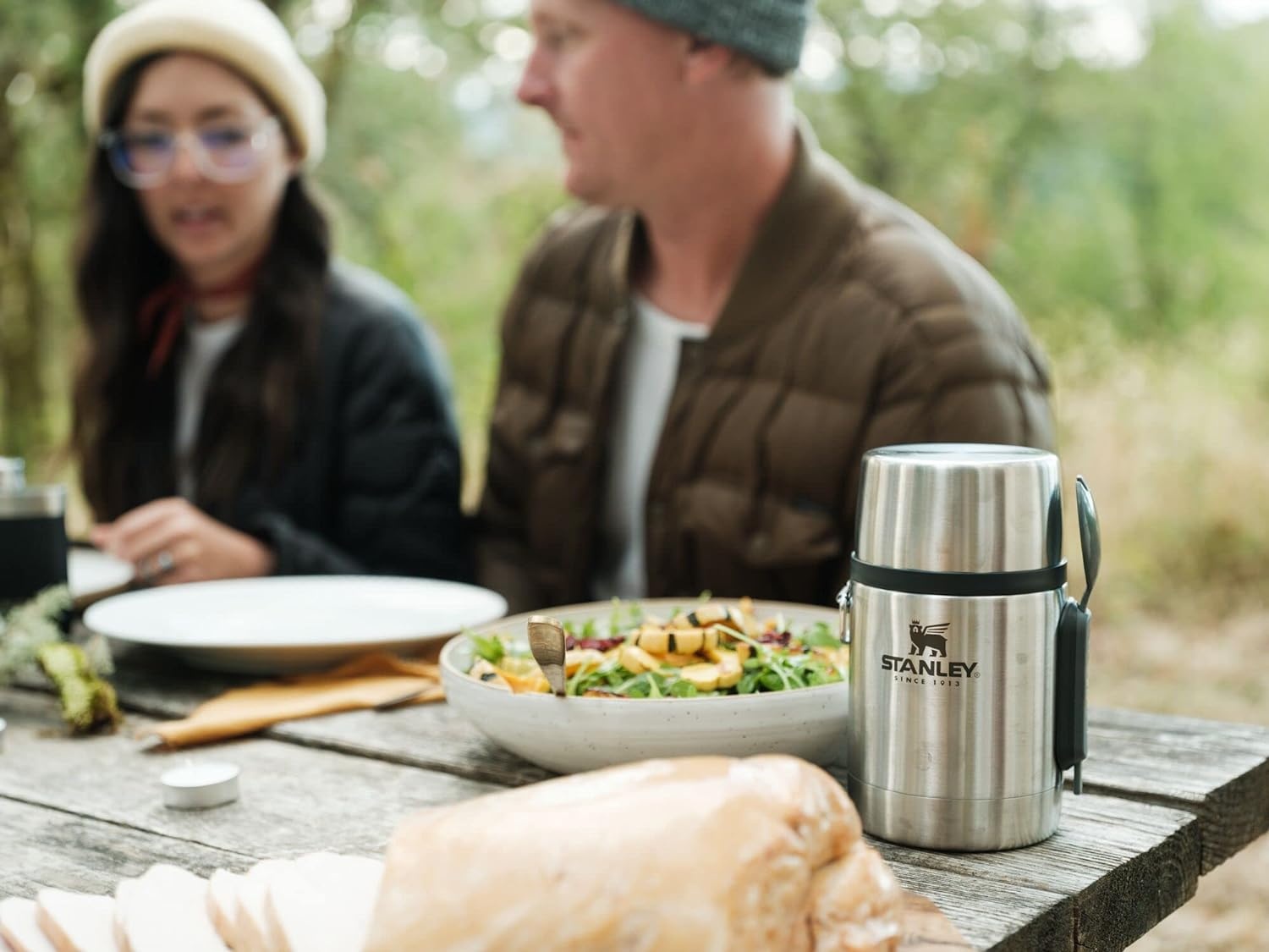 image:imageSTANLEY Classic Food Jar and Spork 18 oz Vacuum Insulated Thermos Food Container Wide Mouth Screw On Lid Packable for Travel Stainless Steel with Leakproof Lid BPAFree Stainless Steel18 oz Pack of 4