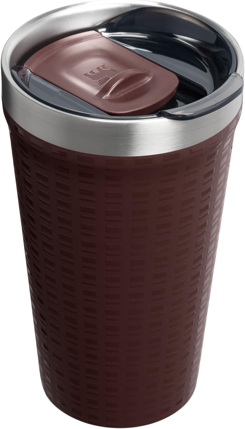 image:imageSTANLEY Everyday Tumbler 16 oz Press Fit Drink Through Lid Beverage Coffee and Cocktail Cup Insulated Stainless Steel Wine Glass BPAFree Sunset SpiralMahogany Grid