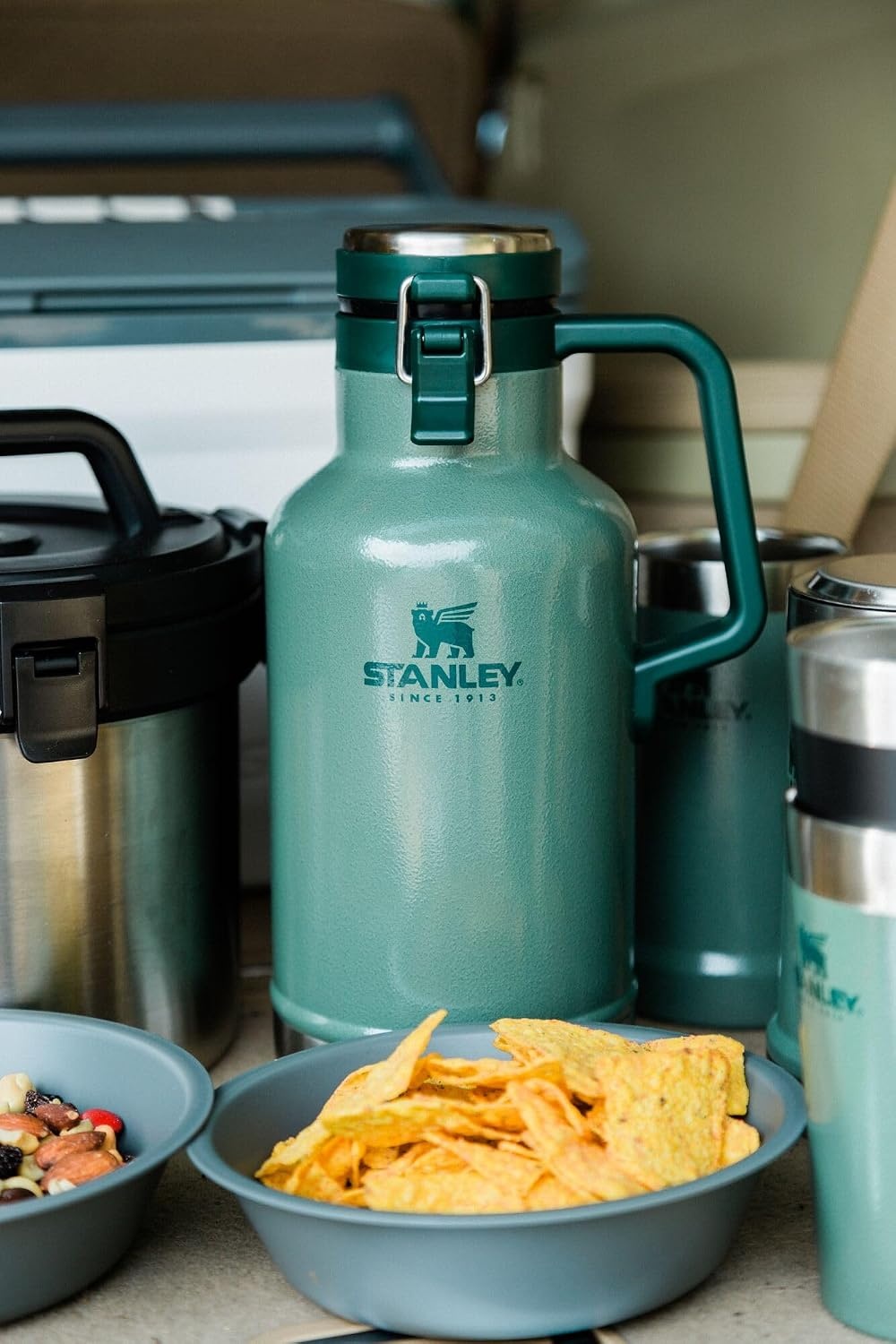 image:imageStanley Classic EasyPour Growler 64 oz Keeps Beer Cold or Coffee Hot Leakproof Steel Lined Lid and Easy to Carry Handle Insulated Stainless Steel BPAFree Stainless Steel ShaleFrost Gloss