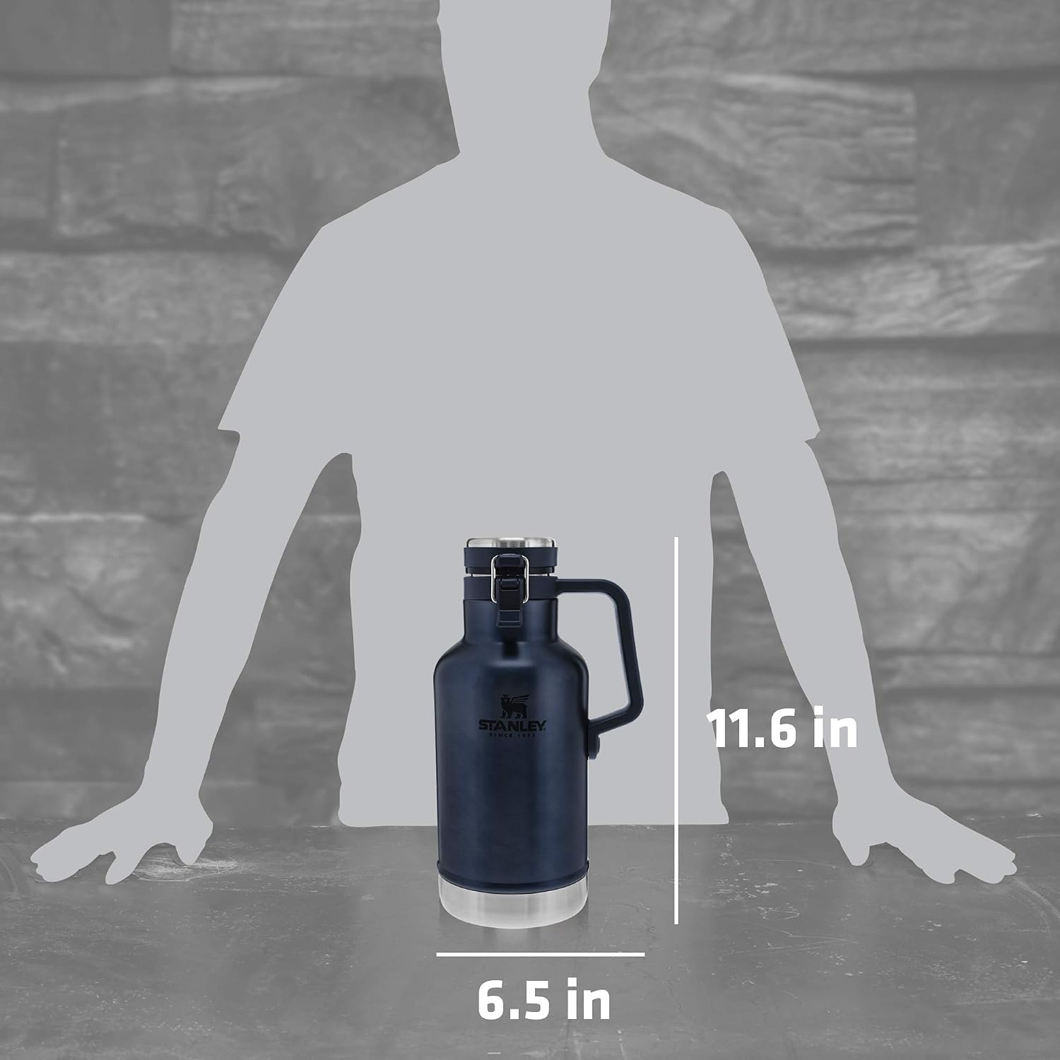 image:imageStanley Classic EasyPour Growler 64 oz Keeps Beer Cold or Coffee Hot Leakproof Steel Lined Lid and Easy to Carry Handle Insulated Stainless Steel BPAFree Stainless Steel ShaleNightfall